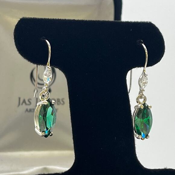 Beautiful 4ctw Marquise Cut Emerald Earrings - Picture 8 of 8
